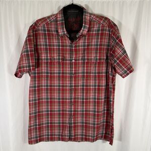 KUHL Eluxur Shirt Men's Medium Red Plaid Button Up Short Sleeve Lightweight